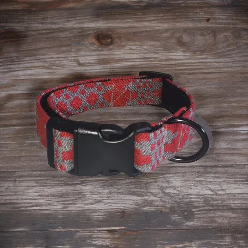 Moose & Co Welsh Tapestry blanket design dog collars-Red