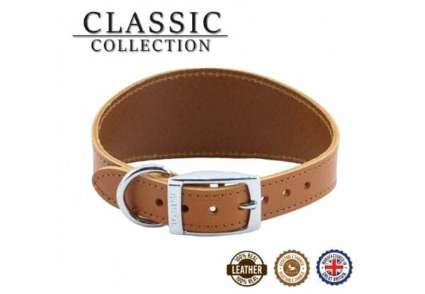 Ancol Classic Leather Hound Collar -  Tan