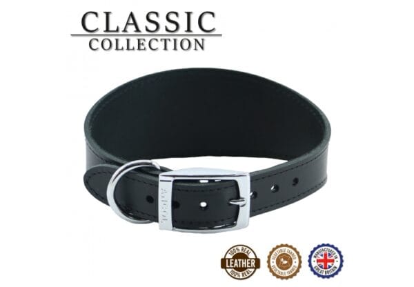 Ancol Classic Leather Hound Collar -  Black