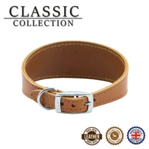 anc001 130100 ancol classic leather hound collar tan size 2 1