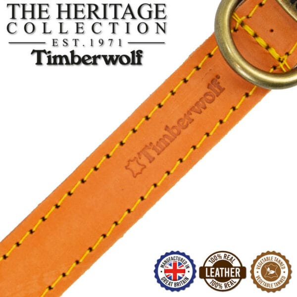 Ancol Timberwolf Leather Dog Collar -  Mustard - Image 2