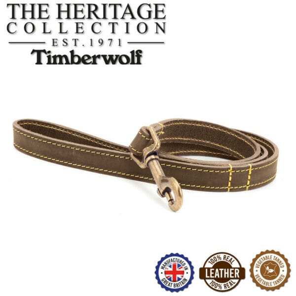 Ancol Timberwolf Leather Dog Lead 1M x 19mm - Sable