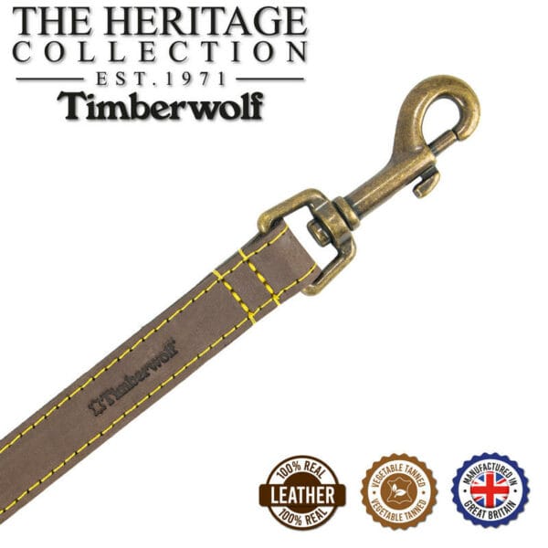 Ancol Timberwolf Leather Dog Lead 1M x 19mm - Sable - Image 2