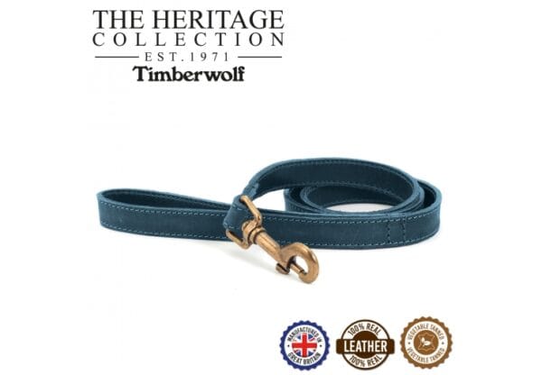 Ancol Timberwolf Leather Dog Lead 1M x 19mm  - Blue