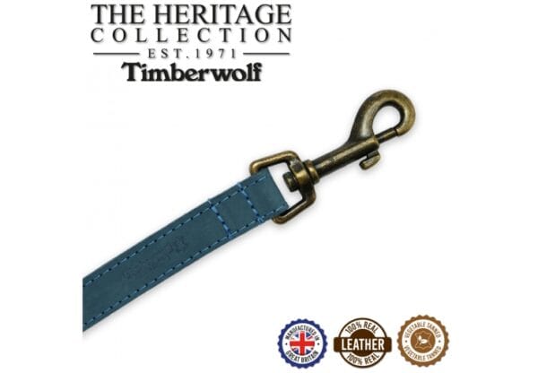 Ancol Timberwolf Leather Dog Lead 1M x 19mm  - Blue - Image 2