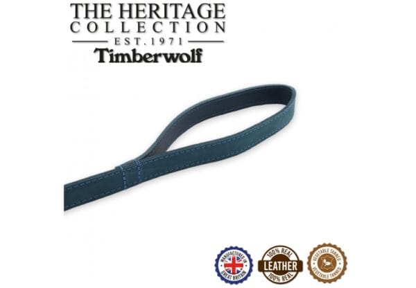 Ancol Timberwolf Leather Dog Lead 1M x 19mm  - Blue - Image 3