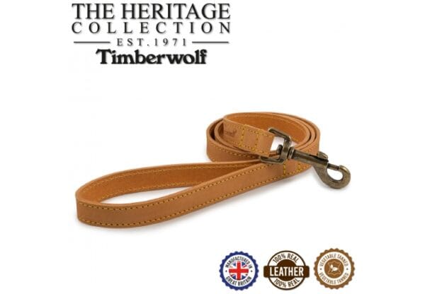 anc005 114770 ancol timberwolf leather lead 1m x 19mm mustard 1