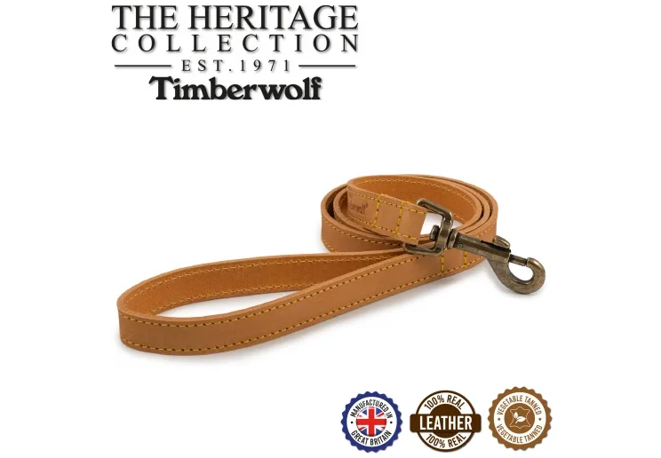 Ancol Timberwolf Leather Dog Lead 1M x 19mm - Mustard