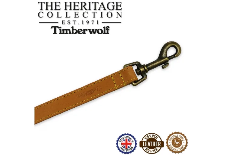 Ancol Timberwolf Leather Dog Lead 1M x 19mm - Mustard - Image 2